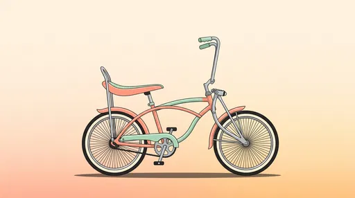 Pastel Coral and Mint Lowrider Bicycle Illustration