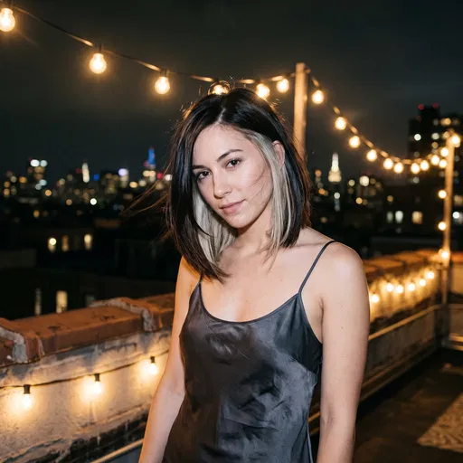 Woman With Peekaboo Highlights on Rooftop