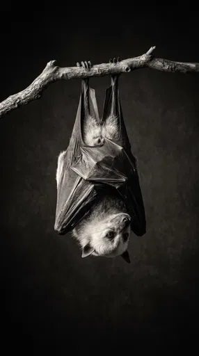 Monochrome Studio Portrait of Flying Fox