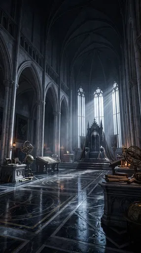 Gothic Throne Room With Moonlight