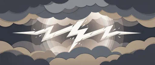 Geometric Lightning Bolt in Storm Clouds