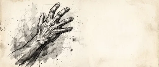 Anatomical Ink Sketch of Reaching Hand