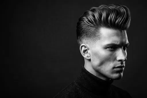 Monochrome Portrait of Man with Quiff