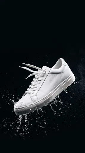 White Leather Sneaker With Water Splash