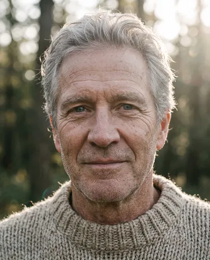 Close-Up Portrait of Senior Man Outdoors