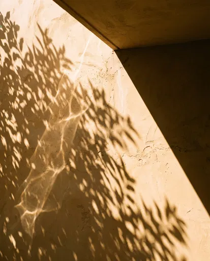 Leaf Shadows on Ochre Plaster Wall