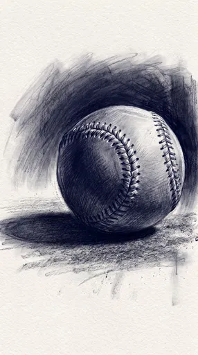 Charcoal Drawing of a Baseball