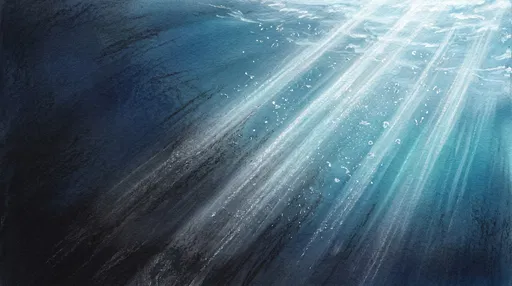 Underwater Sunlight Rays Pastel Drawing