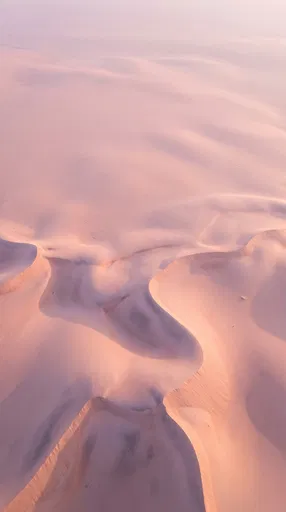 Pastel Pink Desert Sand Dunes Aerial