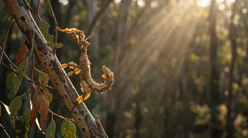 Spiny Leaf Insect on Eucalyptus Branch