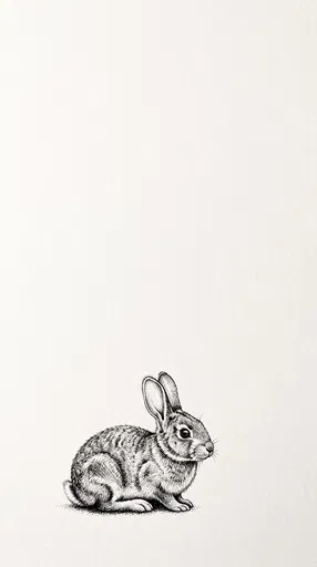 Minimalist Ink Drawing of Sitting Rabbit