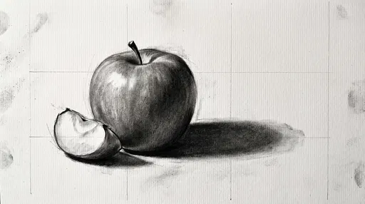 Charcoal Sketch of Apple and Slice