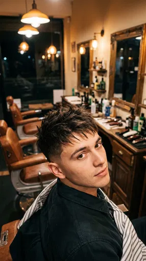 Young Man in Vintage Barbershop