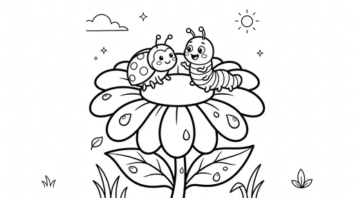 Ladybug and Caterpillar Coloring Page