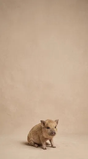 Sandy Kunekune Piglet on Beige Backdrop