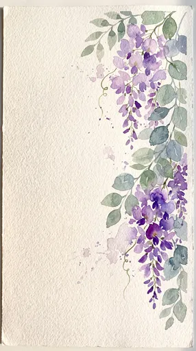 Watercolor Wisteria and Eucalyptus Botanical Border