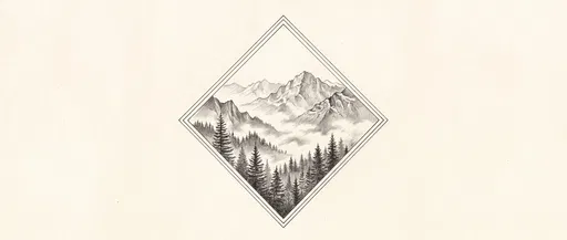 Mountain Forest Sketch in Diamond Frame