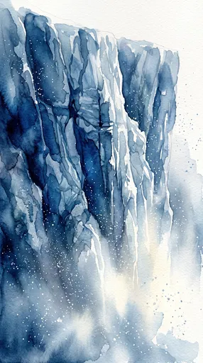 Blue Watercolor Glacier Wall Illustration