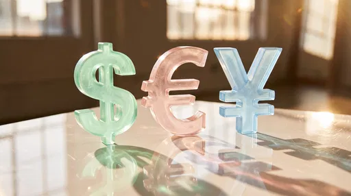 Translucent Pastel Resin Currency Symbols in Sunlight