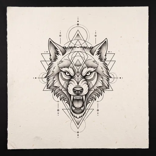 Geometric Wolf Head Tattoo Design