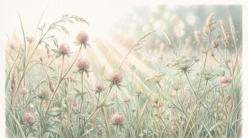Colored Pencil Meadow with Morning Sunbeams