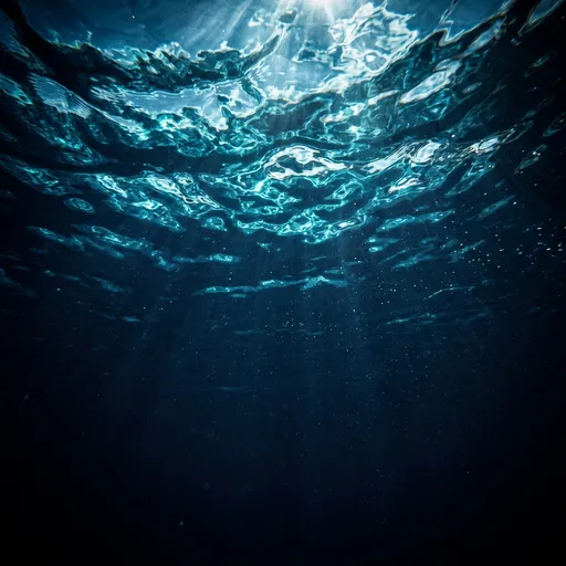Underwater Sunbeams and Rippling Surface
