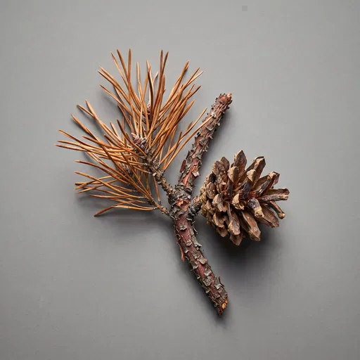 Dried Pine Sprig and Pinecone Specimen