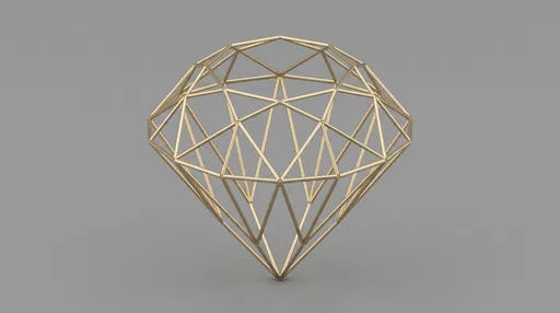 Brass Wireframe Diamond Geometric Structure