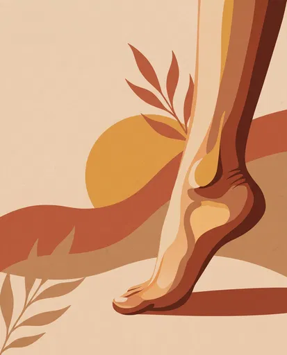 Minimalist Earth-Toned Illustration of Bare Foot