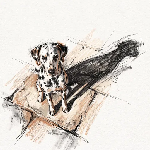 Charcoal Sketch of Dalmatian With Shadow