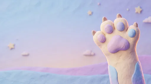 Pastel Clay Animal Paw With Copy Space