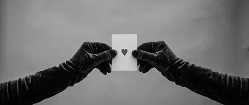 Velvet Gloved Hands Holding Heart Card