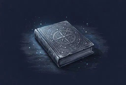 Antique Book With Ornate Compass Drawing