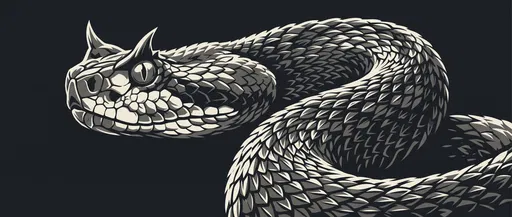 Monochrome Horned Rattlesnake Vector Illustration