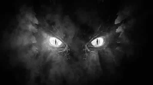 Glowing Demonic Eyes in Dark Fog