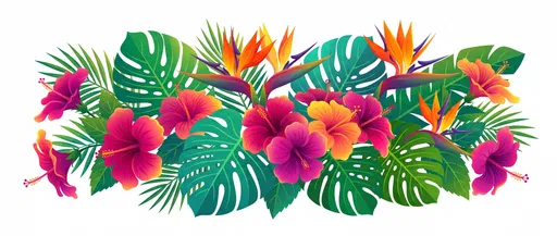 Tropical Hibiscus and Monstera Floral Banner