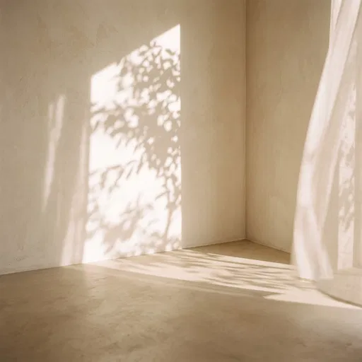 Sunlit Beige Room Corner With Shadows