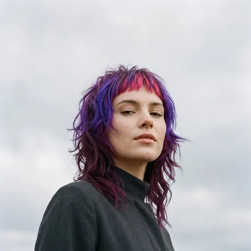 Portrait of Model with Purple Shag Hair