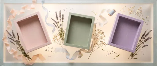 Pastel Wooden Shadow Boxes With Dried Flowers