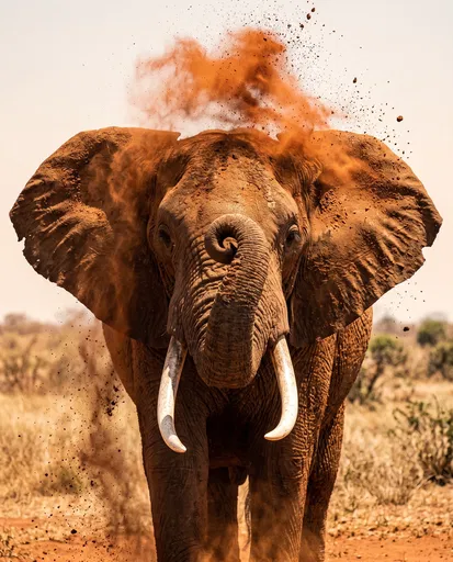African Elephant Dust Bath Portrait