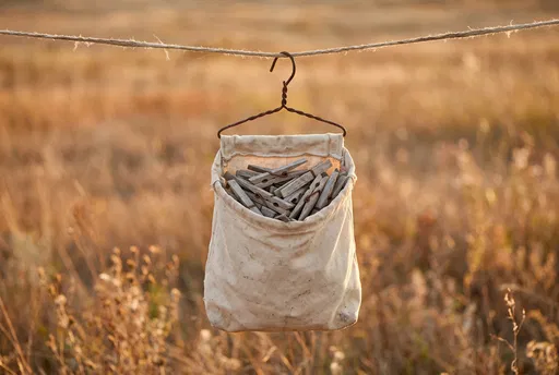 Rustic Canvas Clothespin Bag on Clothesline