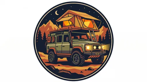 Overland Camping SUV Badge Illustration