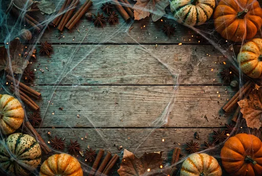 Autumn Pumpkin and Spice Cobweb Frame