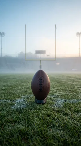 Football on Kicking Tee in Misty Stadium