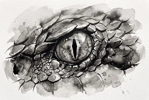 Monochrome Watercolor Viper Eye Illustration