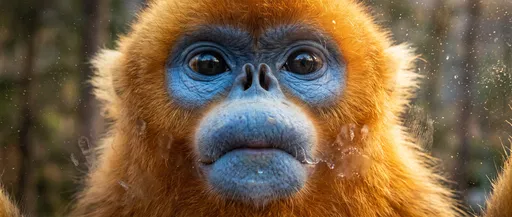Close-Up of Golden Snub-Nosed Monkey
