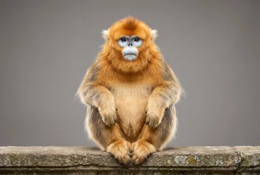 Golden Snub-Nosed Monkey Studio Portrait