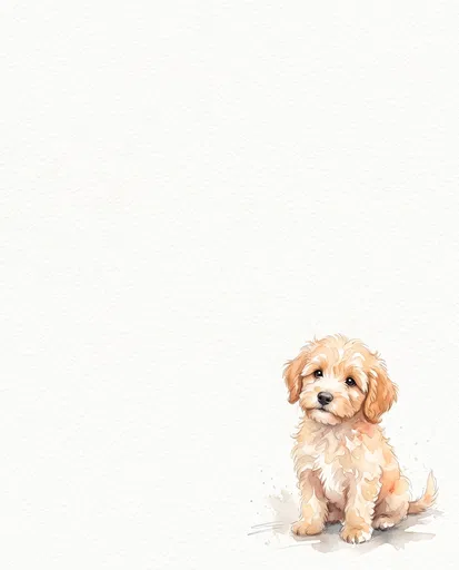 Watercolor Golden Labradoodle Puppy Illustration