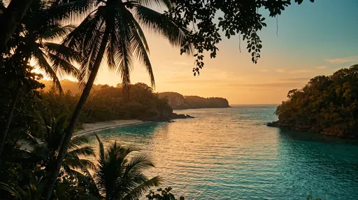 Tropical Turquoise Cove at Golden Sunset