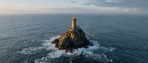 Solitary Lighthouse on Rocky Sea Stack